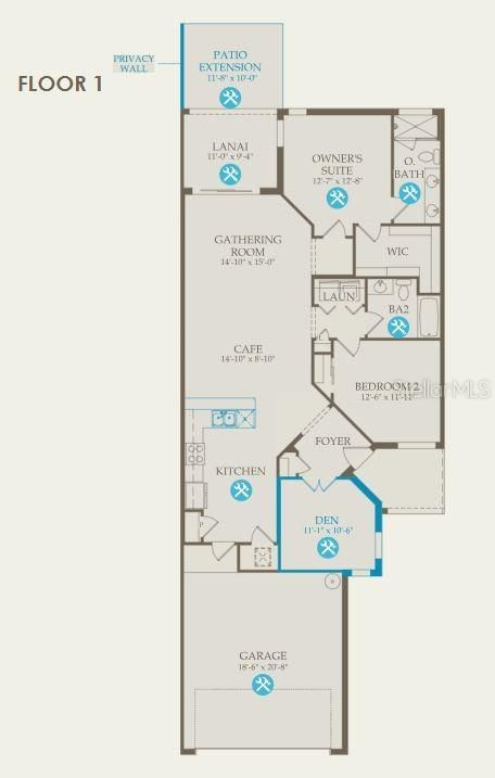 Floor plan with selected structural options