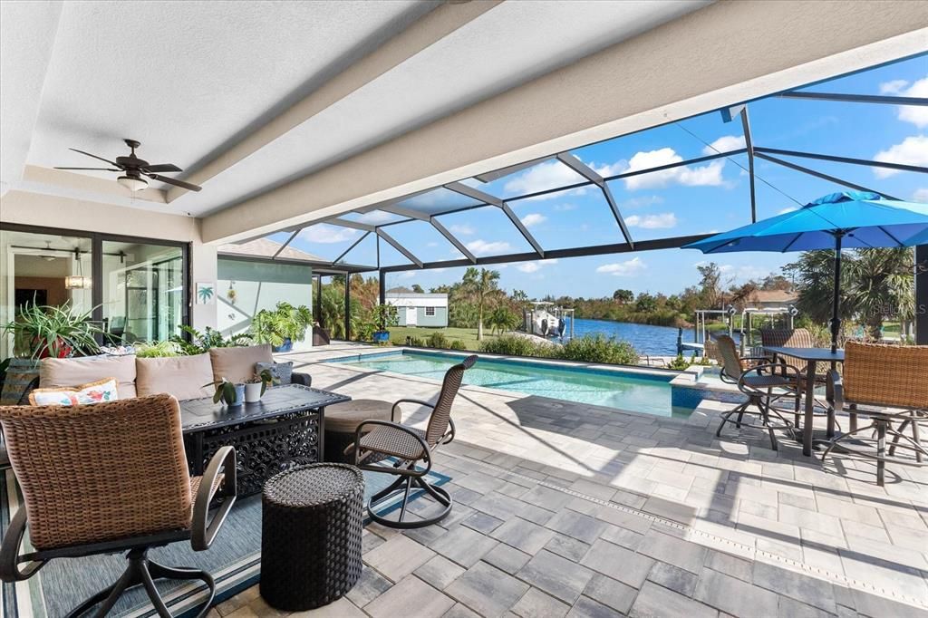 Beautifully designed lanai with a resort-style pool and spa, offering a private oasis.