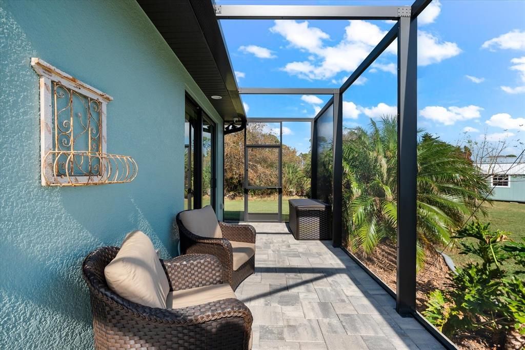 Side patio from guest bedroom