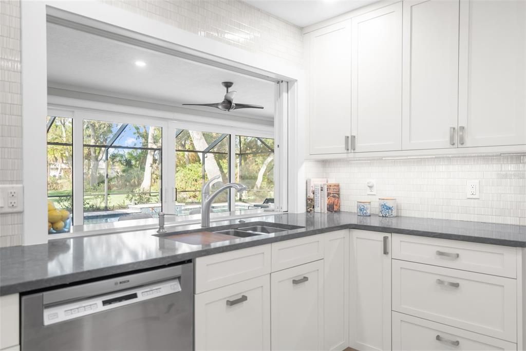 Spacious countertops provide plenty of room for meal prep