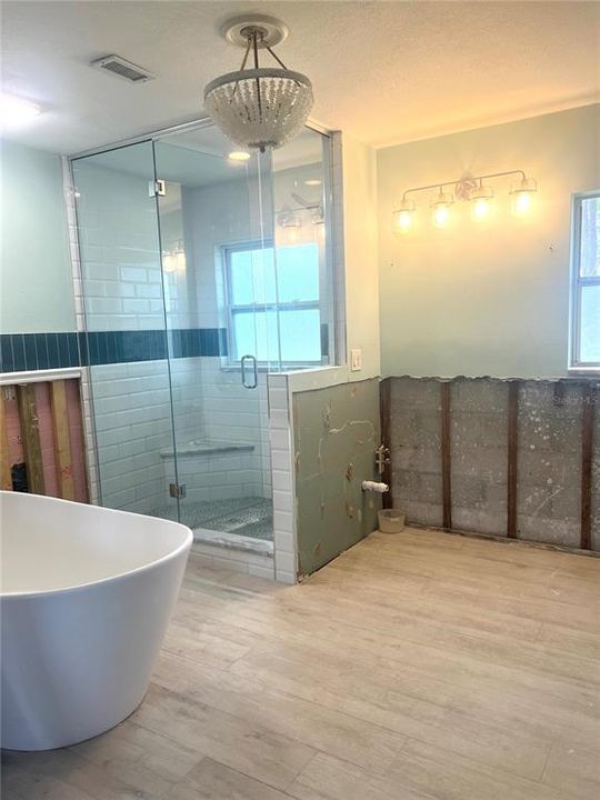 Primary Bathroom Shower glass enclosed