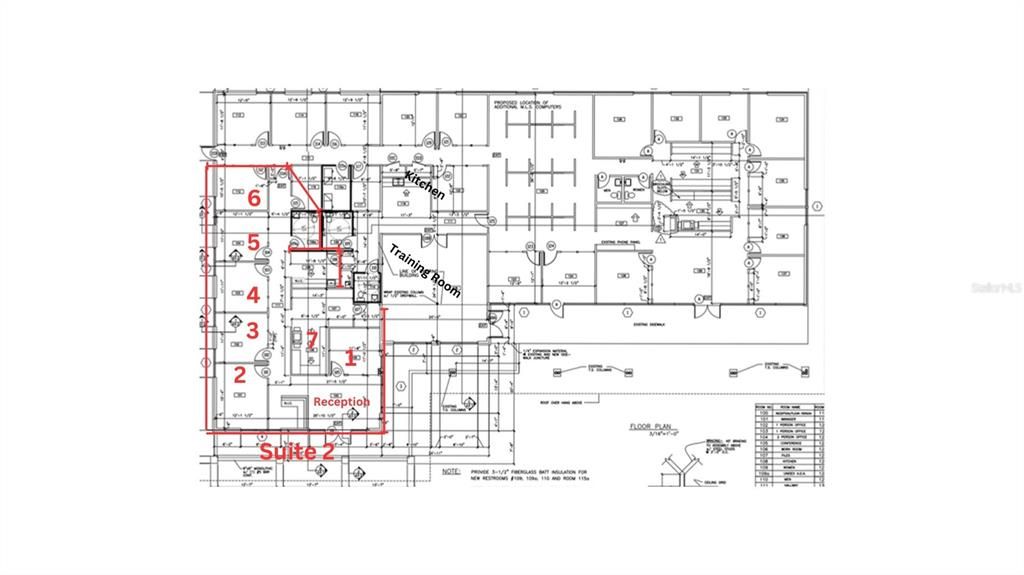 Floorplan. Suite is within the red lines