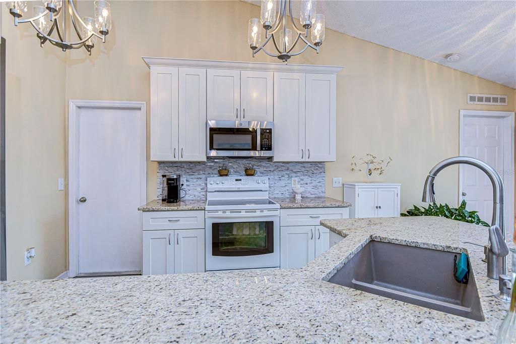 The 42 inch upper cabinets add additional storage in the new kitchen.