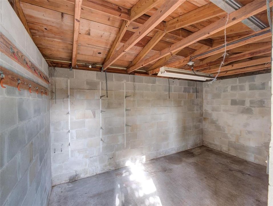 Interior of the Concrete Storage Shed In The Backyard