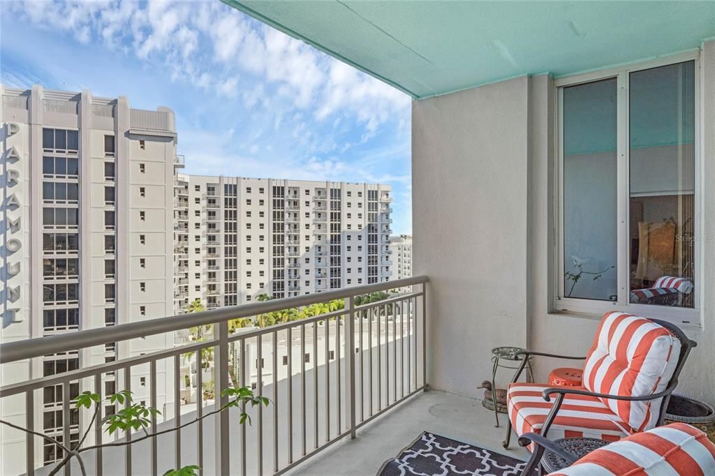 Balcony off Living Space, east facing, lake and city views.