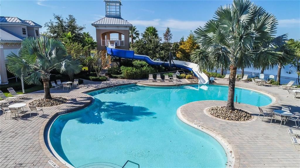 Pool with water slide