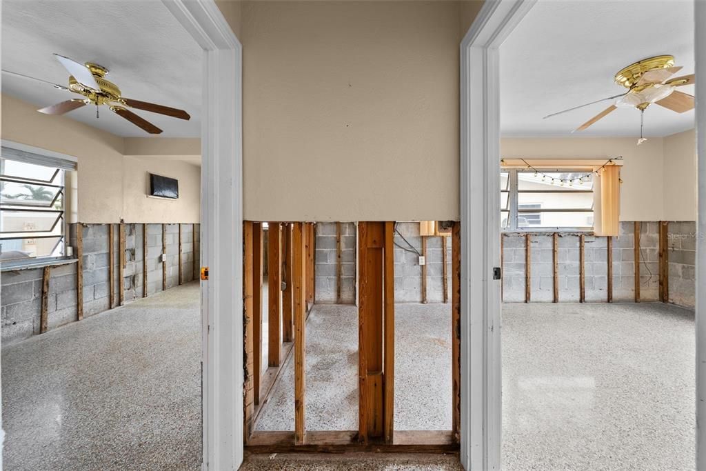 Hallway between bedrooms