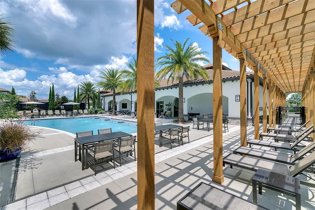 Plenty of shade at the community pool and fitness center