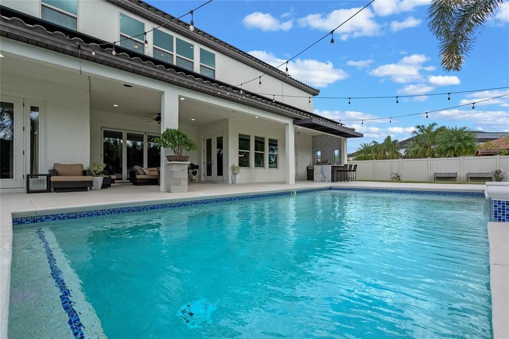 Oversized pool and covered patio