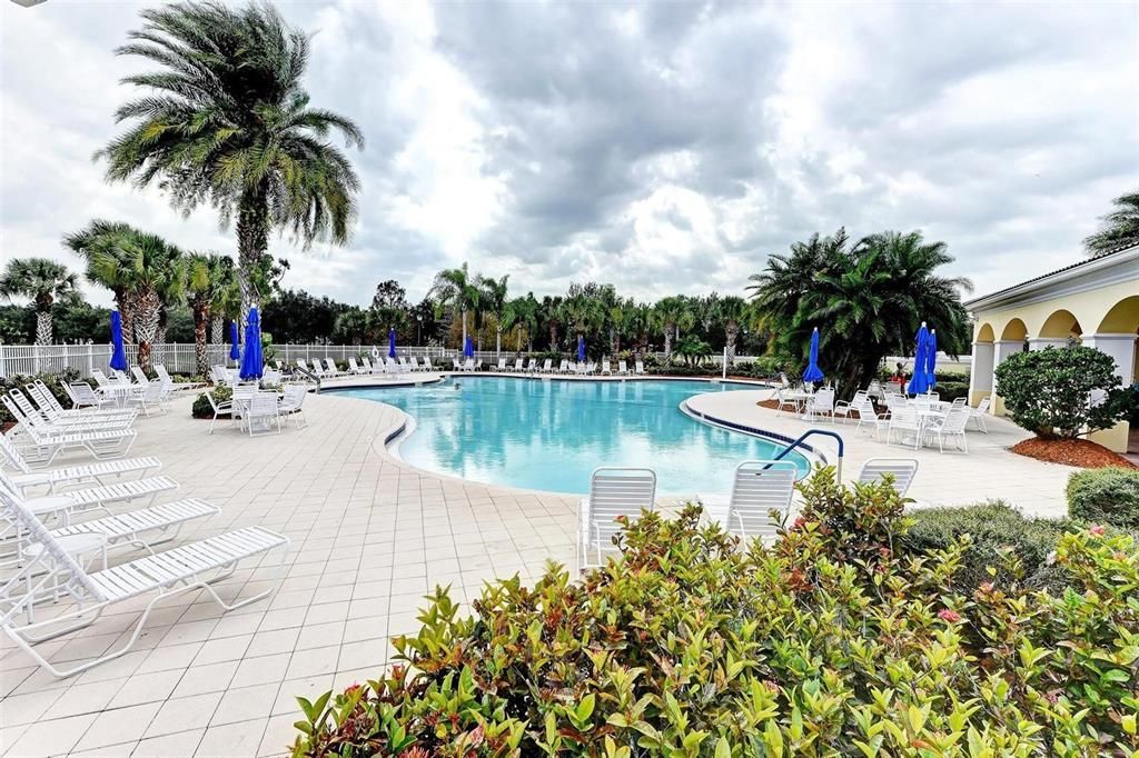 Heated lagoon style pool is located just off of the Villagewalk cafe and next to the Tiki hut.