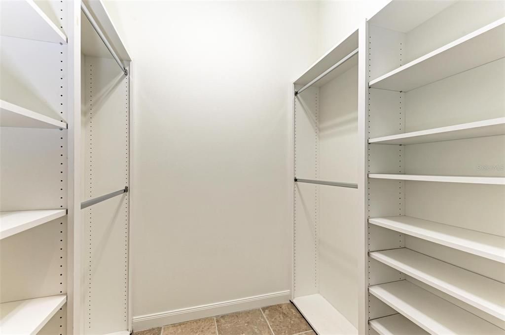 Built in shelving units in all closets including guest bedrooms.