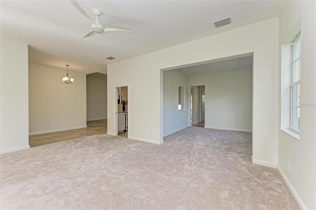 Living room is just off of the front entry foyer.