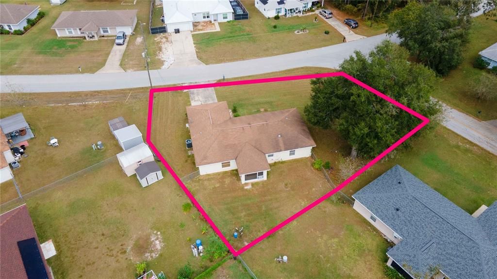 Aerial of House with Property Outlines