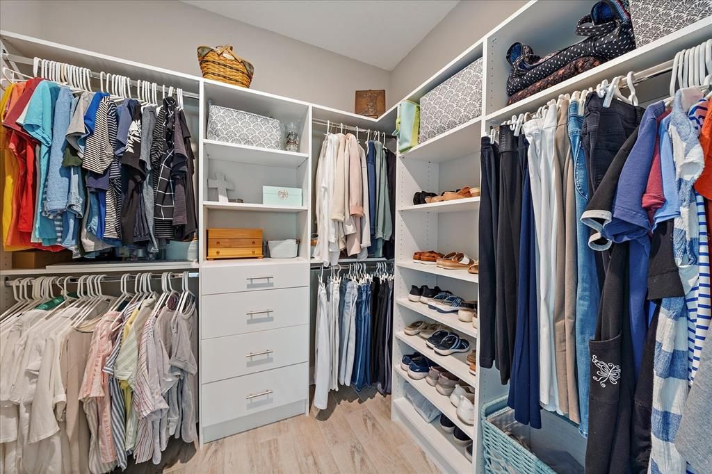 Primary Bedroom custom closet.