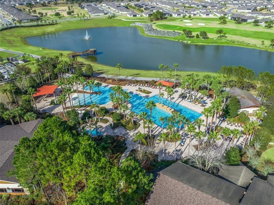 Aerial view of outdoor pool