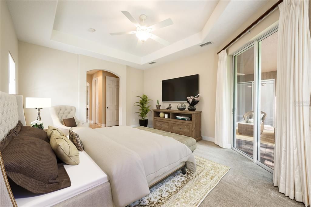 The desirable SPLIT BEDROOM FLOOR PLAN puts your PRIMARY SUITE in the perfect location at the back of the home to wake up every day to the WOODED VIEWS and you will delight in the DUAL WALK-IN CLOSETS and well appointed private en-suite bath. Virtually Staged.