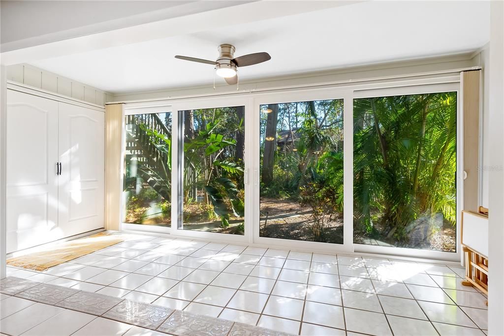 Impact-resistant sliding glass doors in Florida room