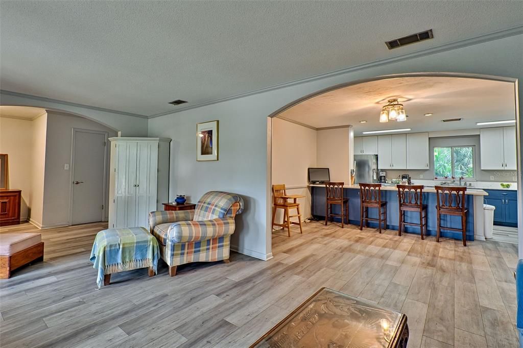 Formal living room leading to dining room