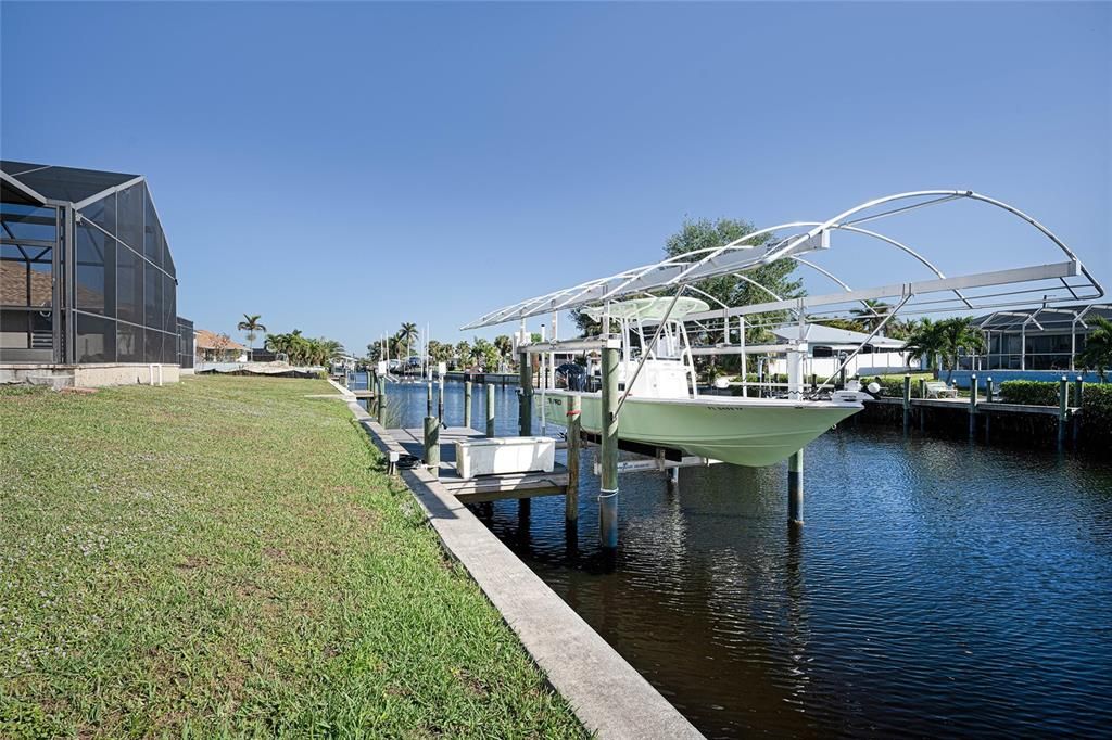 Seawall with boat dock and lift