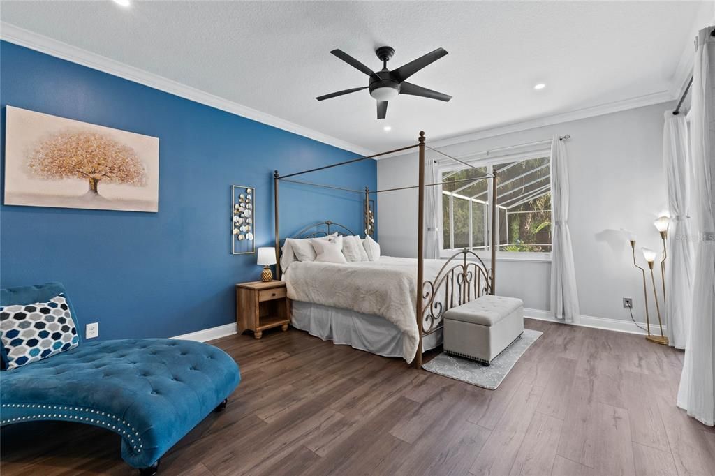 Primary bedroom, opens to the pool and outdoor area