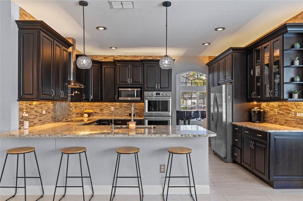 Kitchen leading into dining room