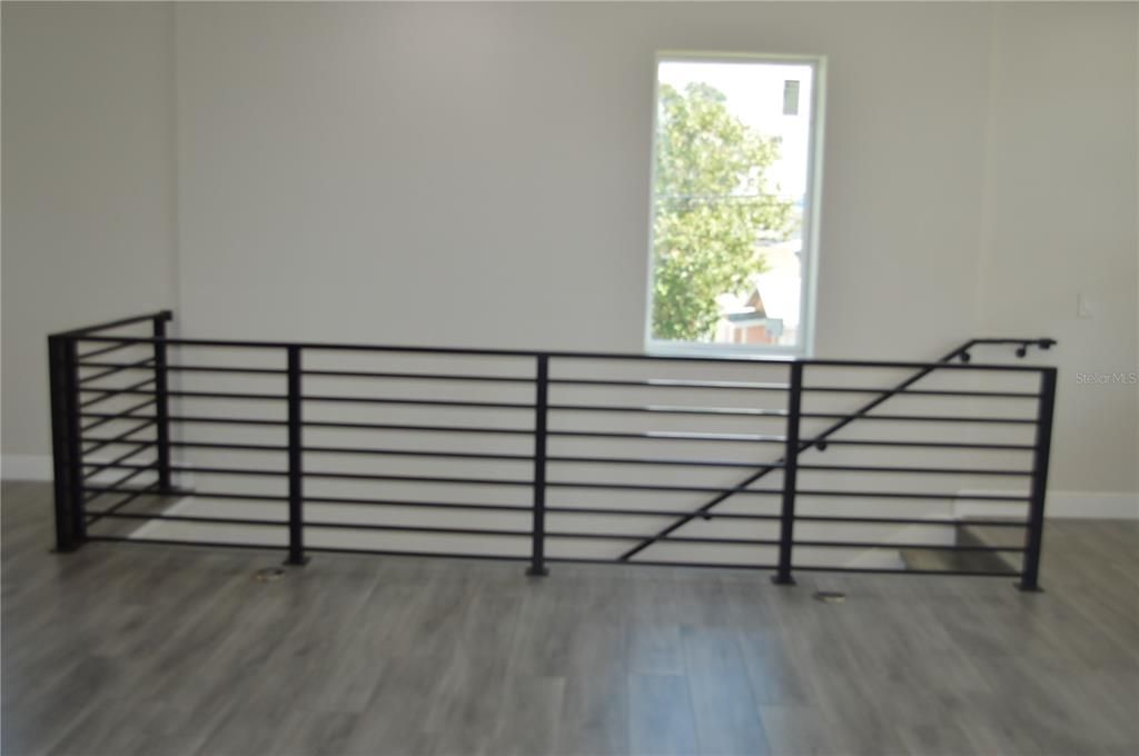 Upstairs railing and floor outlets