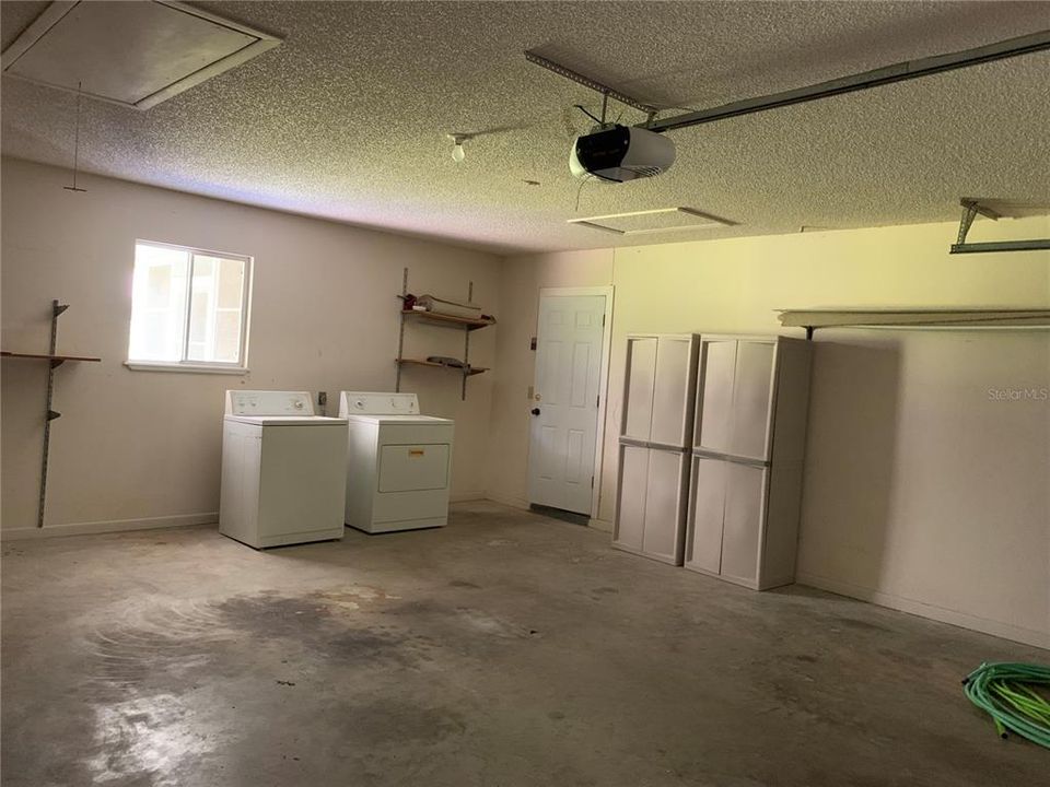 Large garage with laundry