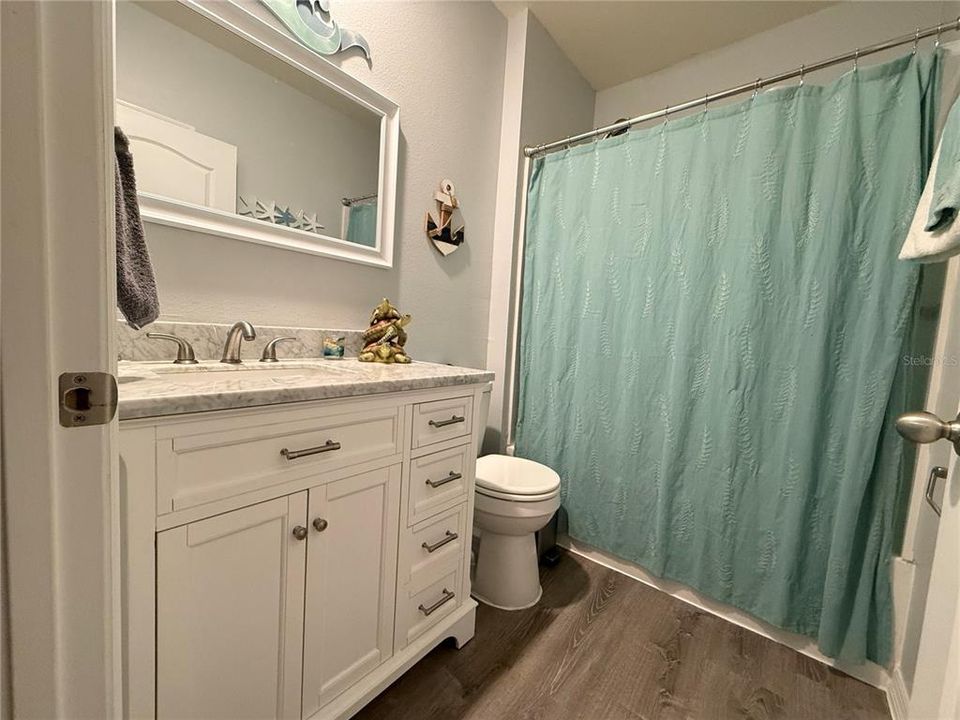 guest bath upgraded vanity and mirror