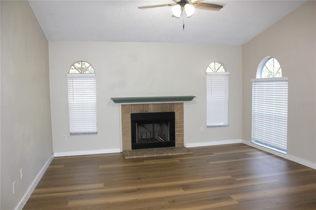 Family room with fireplace