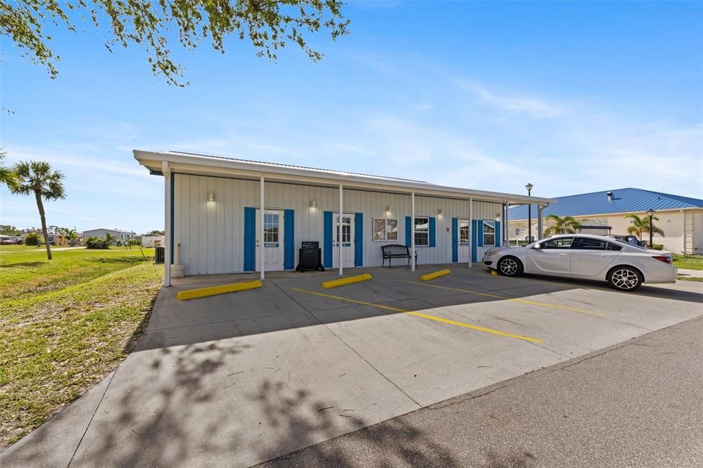 Amenities building behind clubhouse