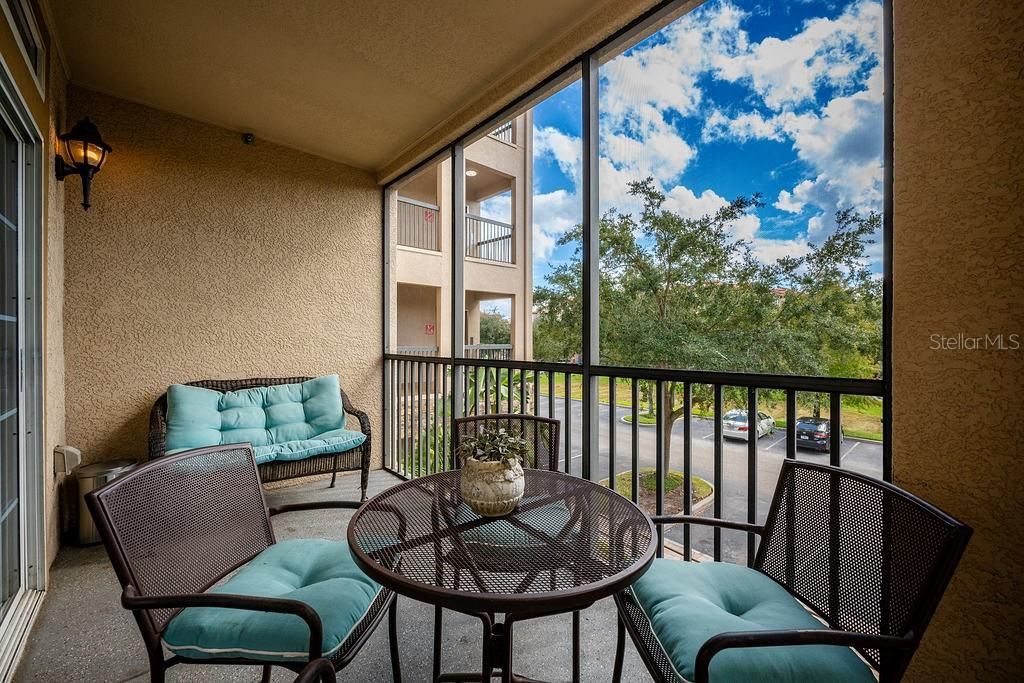 SCREENED BALCONY.