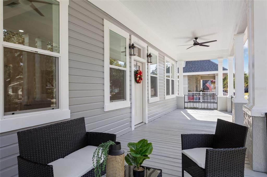 Grand front porch with fans