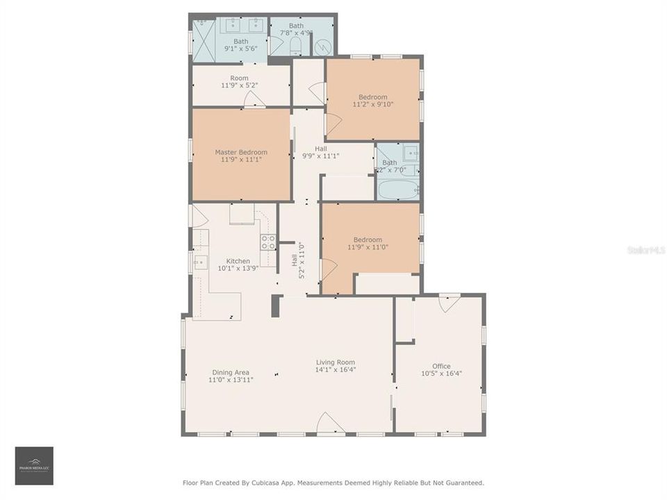 Floorplan with room dimensions.