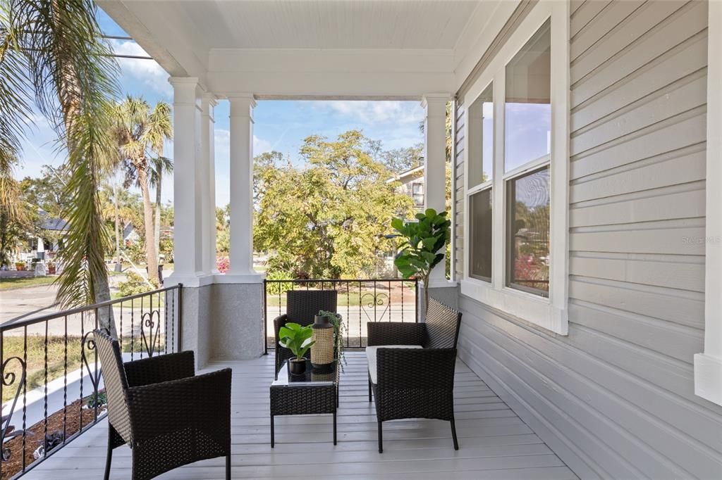 Grand front porch with fans