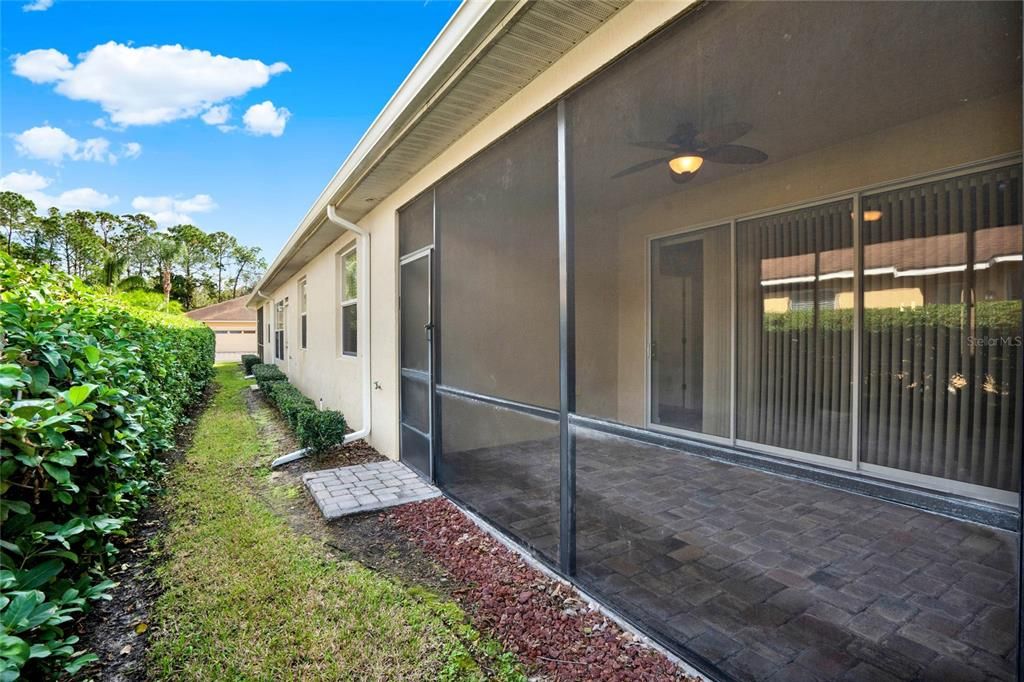 Lanai features paved flooring