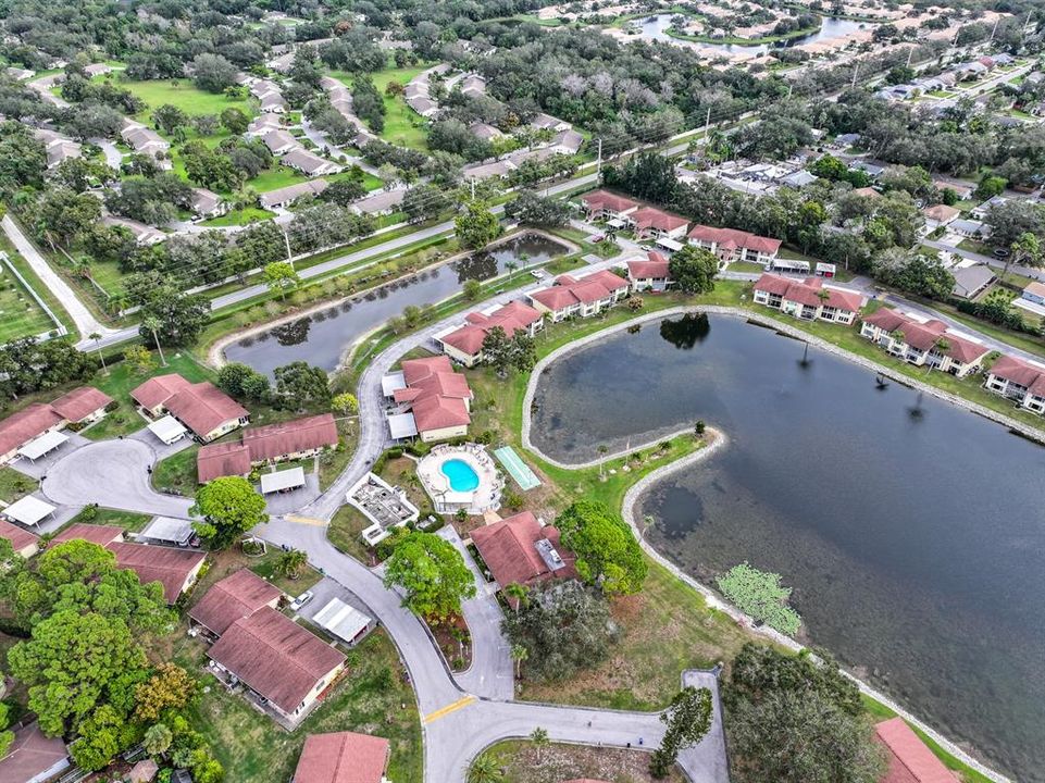 Drone view of Lake Tippecanoe pool and lake