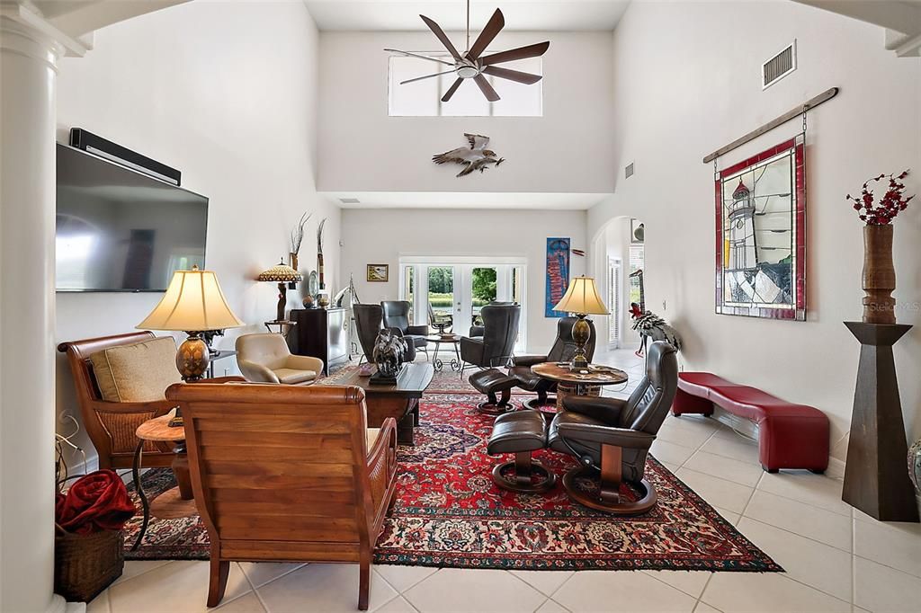 Soaring ceiling filters natural light throughout this home.