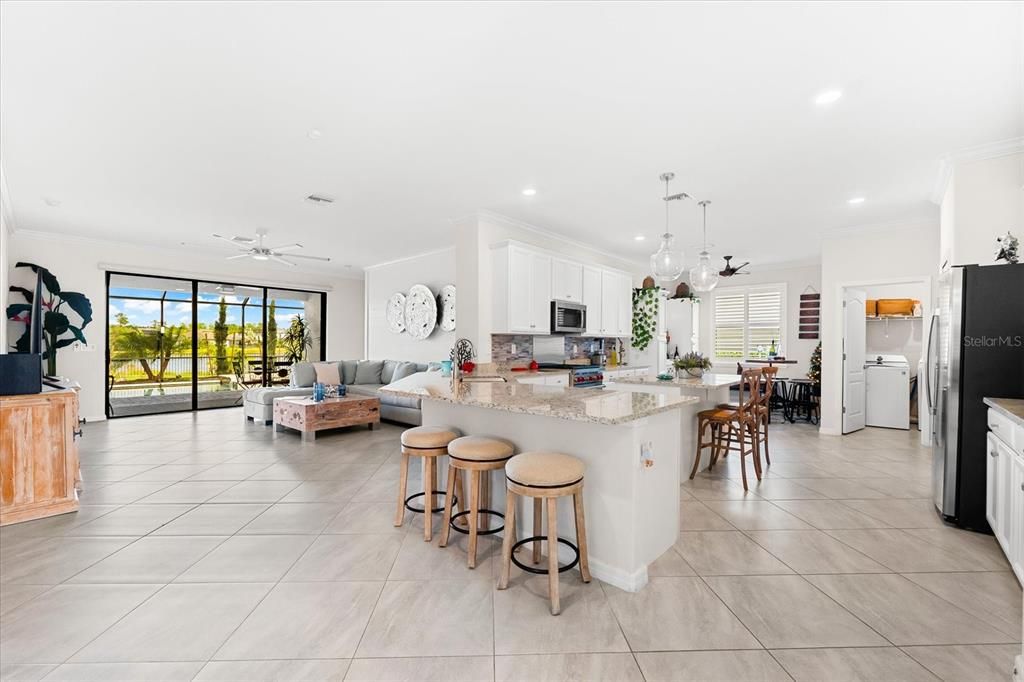 Kitchen & Living Room.