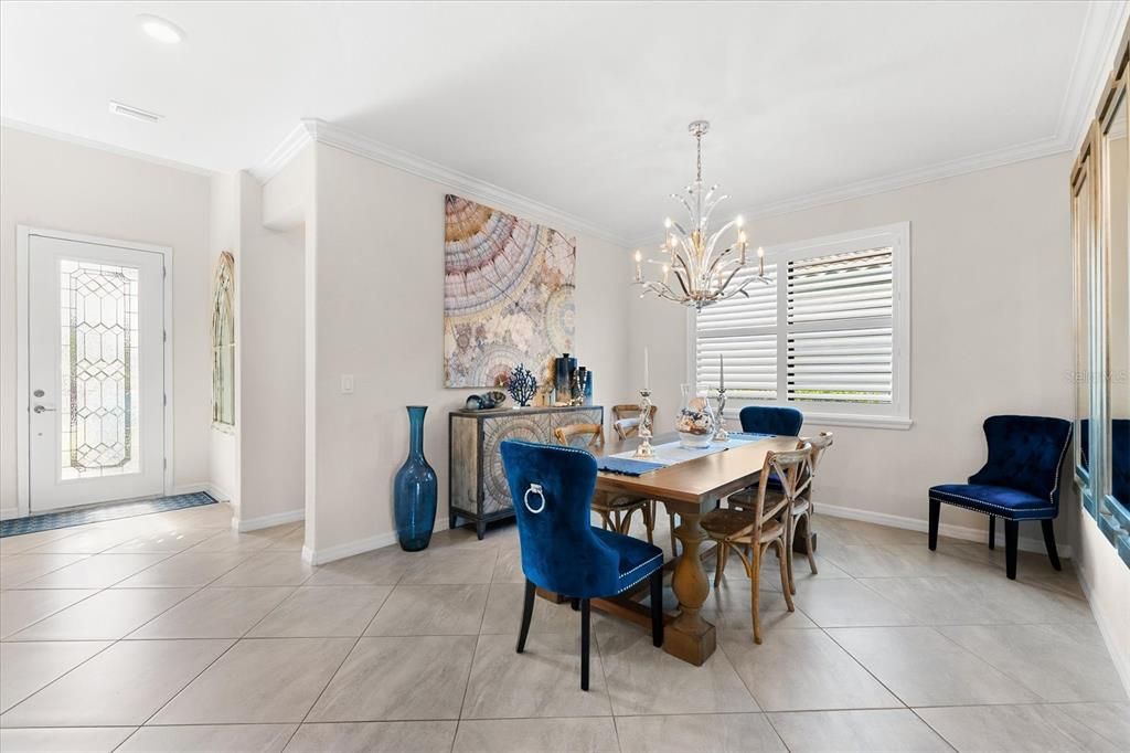 Dining Room with chandelier.