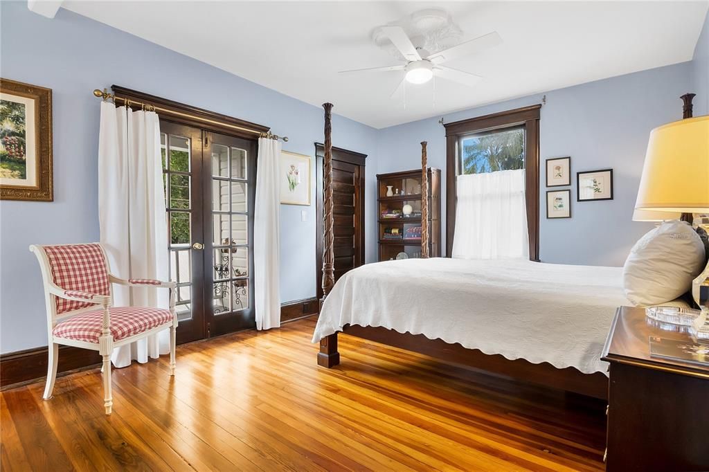 French Doors Open to Upstairs Back Porch