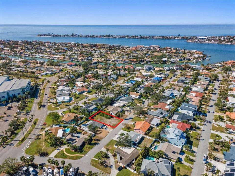 The long strip of land at the top is Pass-a-Grille, the south end of St Pete Beach