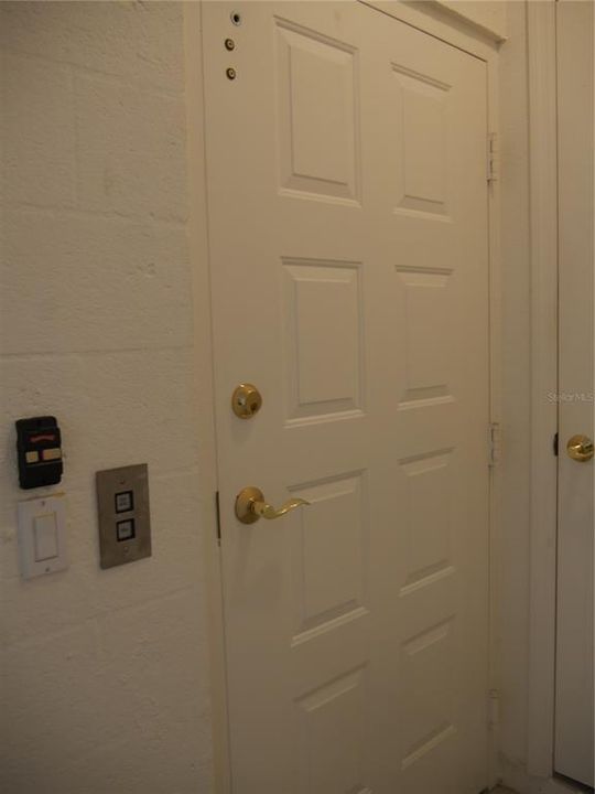 Ground floor elevator entry door in the garage.