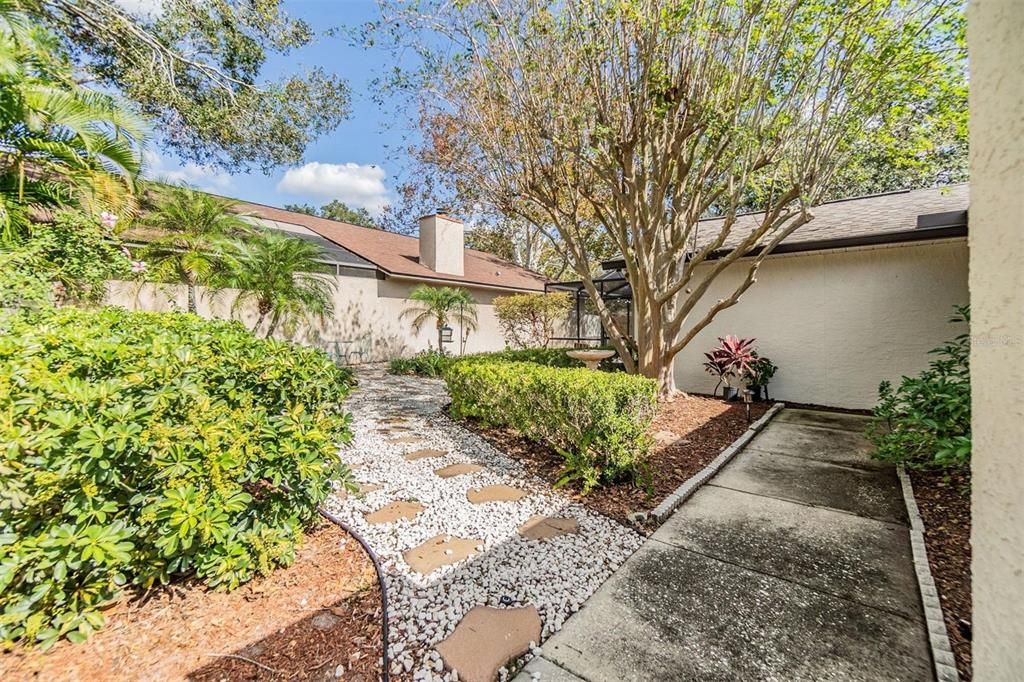 Private courtyard with low maintenance landscaping