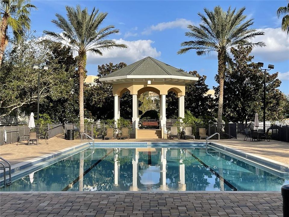 Beautiful private pool area with hot tub, restrooms