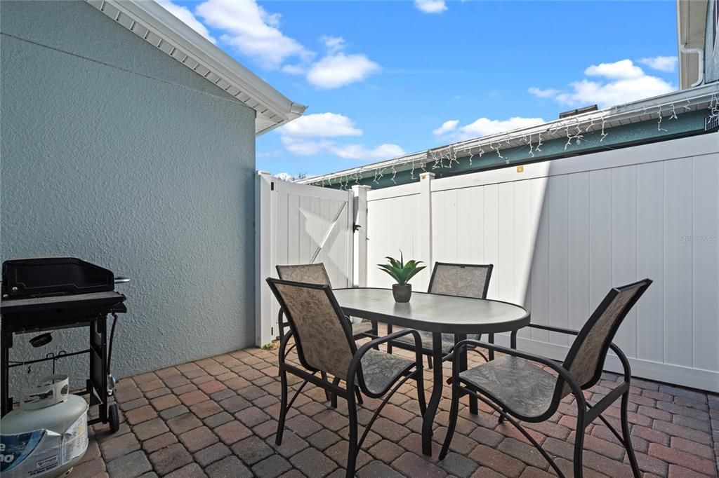 Fenced patio provides privacy