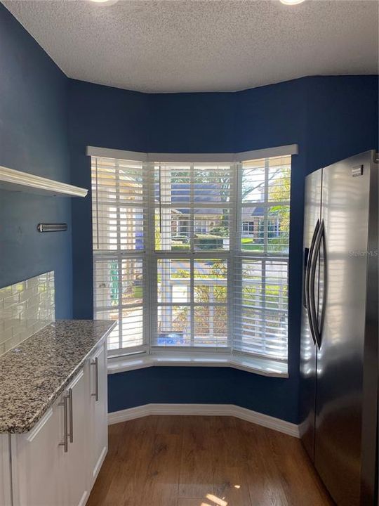 Bay window overlooking front porch