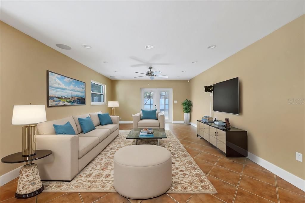 Virtually staged family room