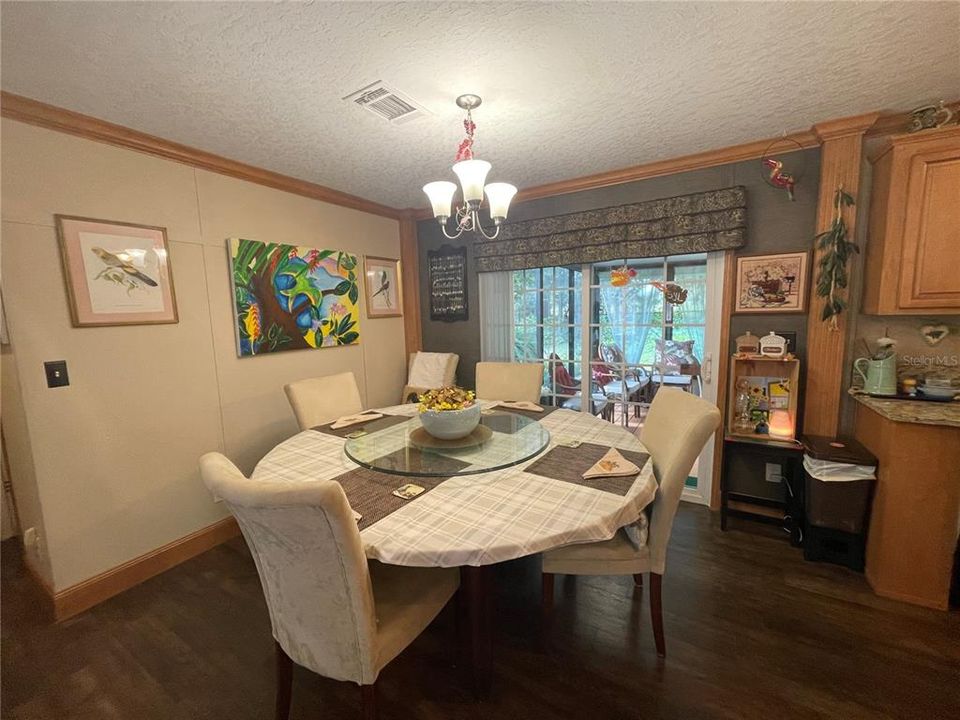 Dining room with Sliders to Covered back Porch