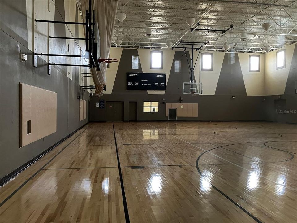 Basketball court near restaurant &convenience store