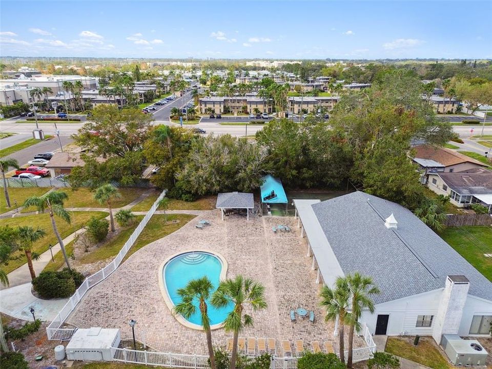 Aerial view of community amenities